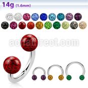 cbfr5 316l steel circular barbell w resined multi crystal ball