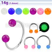 cbglb4l xxl steel circular barbell 14g 4mm glow in the dark ball