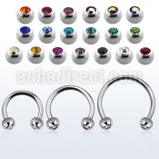 cbmjb5l xxl steel cbr, 14g w 5mm jewel balls w crystals