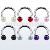cbpr 316l steel circular barbell with 5mm faux pearl balls
