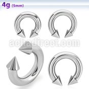 cbrcn4 316l steel 5mm circular barbell with internal 7mm cone