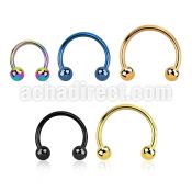 cbt18b3 pvd plated 316l steel circular barbell 18g w 3mm balls