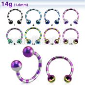 cbtlb14 zebra striped pvd 316l steel barbell w 5mm ball