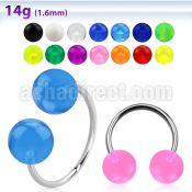 cbuvb8l xxl steel circular barbell, 14g w 8mm uv balls