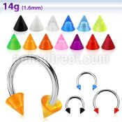 cbuvcn5l xxl steel circular barbell, 14g w 5mm uv cones