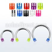 cbuvdi4l xxl steel circular barbell, 14g w 4mm uv dices