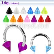 cbvcn5 316l steel circular barbell with 5mm acrylic uv cones
