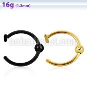 cltnsb anodized 316l steel clip on nose hoop w small ball