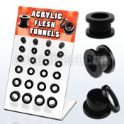 dapg11 display board of black acrylic screwfit flesh tunnels