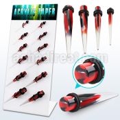 dapg87 board of red b w tri color acrylic tapers with o ring