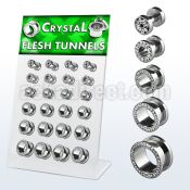 dapg9 board of high polished 316l flesh tunnel w crystal rim