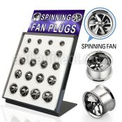 dffan 316l double flared steel flesh tunnel with fan blade