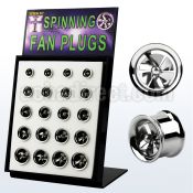 dfpfa 316l dual flared flesh tunnel w screwfit fan blade