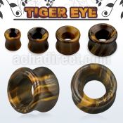 dgsm tiger eye double flared stone flesh tunnel