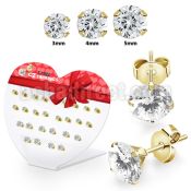 dhestzr1 gold pvd plated steel ear studs 3mm to 5mm 13