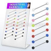dind13 316l steel industrial barbell with 4mm acrylic uv dice