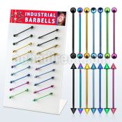 dind1 pvd plated 316l industrial barbell with 5mm ball cone