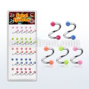 djspe6 316l steel eyebrow spiral with 3mm acrylic beach ball