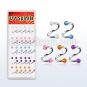 djspe8 316l steel eyebrow spiral with 3mm acrylic uv ball