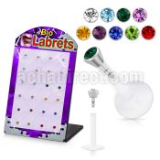 dljy2 clear bioflex labret w push in 2 5mm flat crystal head