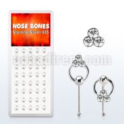 dnbrc4 silver nose bones w clear tri crystals on slave hoop