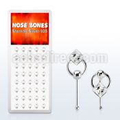 dnbrc5 silver nose bones with clear crystals on slave hoop