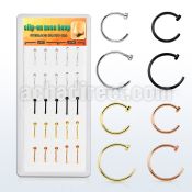 dnsm122 box w assorted 925 silver fake nose clips