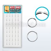 dnsm14 box of silver seamless nose hoops w diameter 8mm 10mm