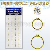 dnsm173 box 24 18k gold plated silver nose rings w 1.5mm cz top 