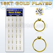 dnsm175 box 24 18k gold plated silver nose rings w 2.5mm cz top 
