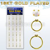 dnsm179 box 18k gold plated silver nose rings w 1.5mm opal top 