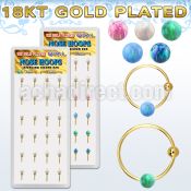 dnsm190 box w gold silver nose hoops w ball 3mm opal ball