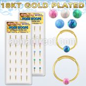 dnsm191 box w gold silver endless nose hoops w 3mm opal ball