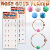 dnsm192 box w rose gold silver nose hoops w ball 3mm opal ball
