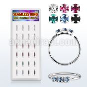 dnsm266 925 silver seamless nose rings 1.5mm prong set color crystals