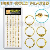 dnsm43 box w gold plated balinese wire design silver nose hoop