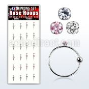 dnsm47 box w silver noose hoops w a 2mm prong set round cz top