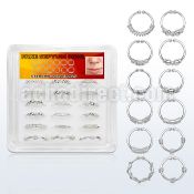 dnsm90 box w 18 pcs. of assorted silver fake septum rings