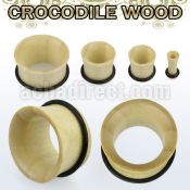 dpcror crocodile wood single flare flesh tunnel with o ring