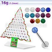 dxmas1 xmas tree display of 316l steel labret with ferido ball