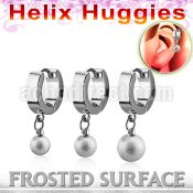 ehhfo helix huggie w a dangling frosted steel ball