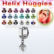 ehhmj helix huggie w a dangling steel ball