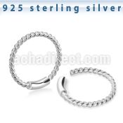 endw 925 sterling silver endless nose hoop twisted wire