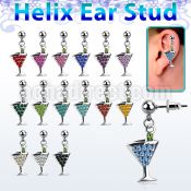 erbd4 316l steel helix ear stud ball w crystal martini glass