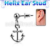 erbd632 316l steel helix ear stud ball with high polished anchor