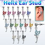 erbd7 316l steel helix ear stud ball with a crystal fairy