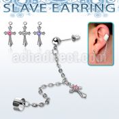 erdl6 steel ear stud connected to slave helix clip w cross