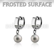 erhfo8 steel huggies earrings w 8mm frosted steel balls