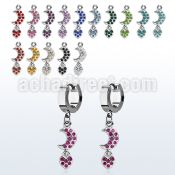 erhmh steel huggies earrings w dangling moon w heart