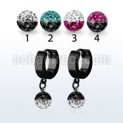 erkfre8 black steel huggise dangling bi color multi crystal ball